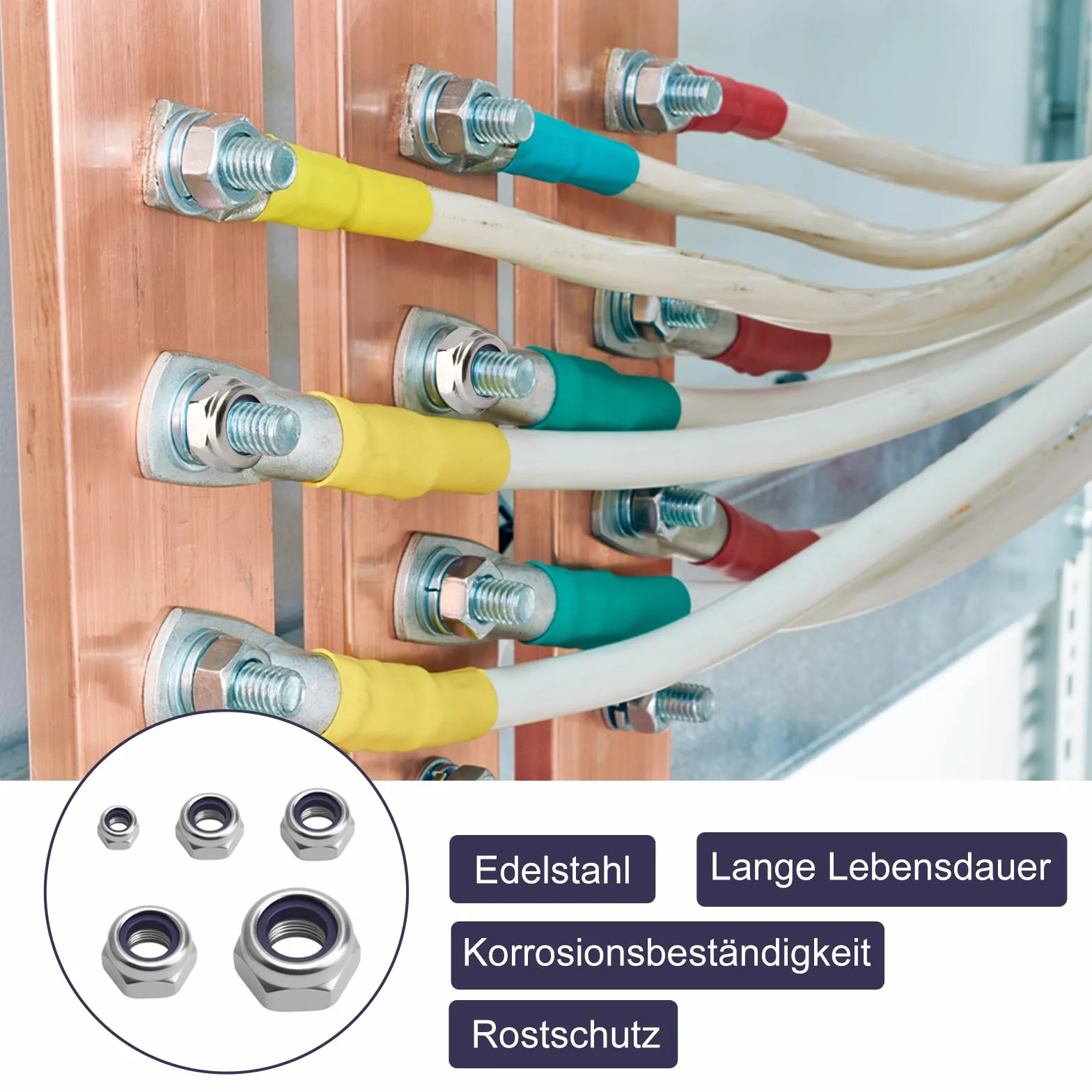 Zestaw 180 nakrętek zabezpieczających ZMDMAH, M3, M4, M5, M6, M8, nakrętki sześciokątne, nakrętki samozabezpieczające, asortyment, nakrętki śrubowe ze stali nierdzewnej 304, nakrętki zabezpieczające