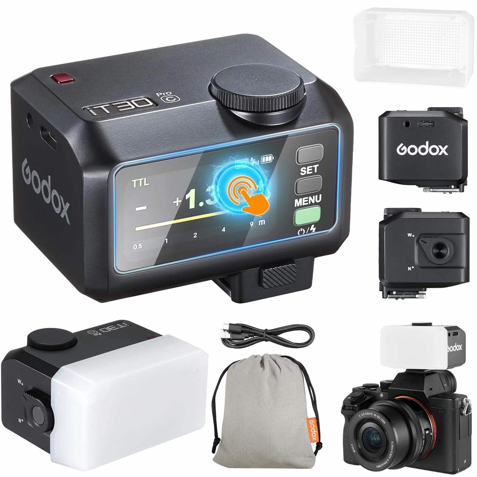 Godox iT30Pro-C Mini lampa błyskowa do Canon DSLR 560 błysków 2,4G TTL GN15 1/8000s