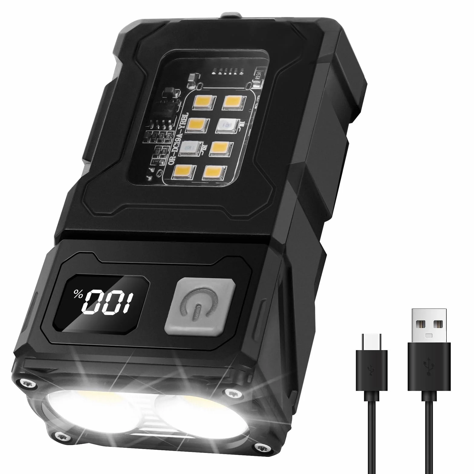 flintronic Mała latarka, ładowalna mini latarka EDC USB C, lampa robocza COB z magnetyczną podstawą i klipsem na klamrę, super jasna latarka na kemping, wędrówki, nagłe wypadki, warsztat, naprawa