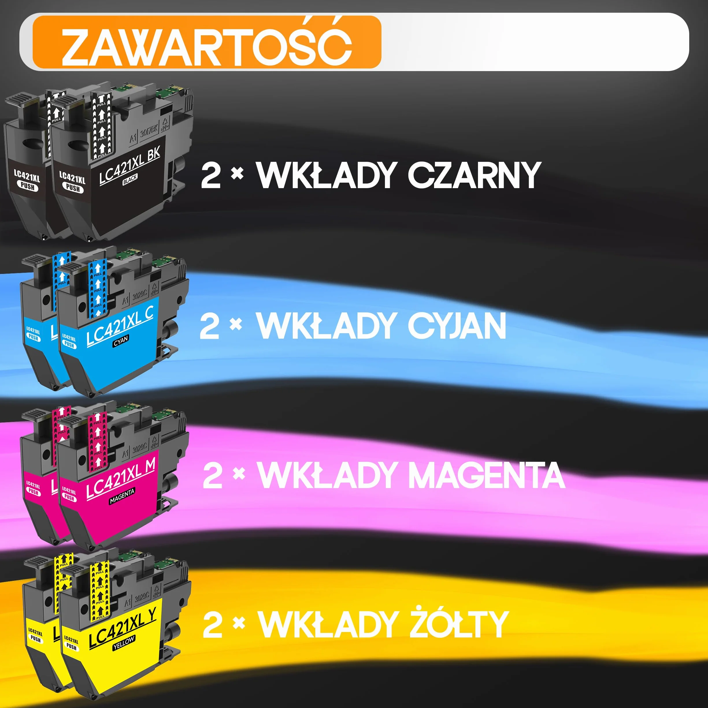 Supply Guy LC421XL Kartridże kompatybilne z Brother LC421 LC421VAL do DCP-J1050DW DCP-J1140DW MFC-J1010DW Multipack 8 Wkłady atramentowe