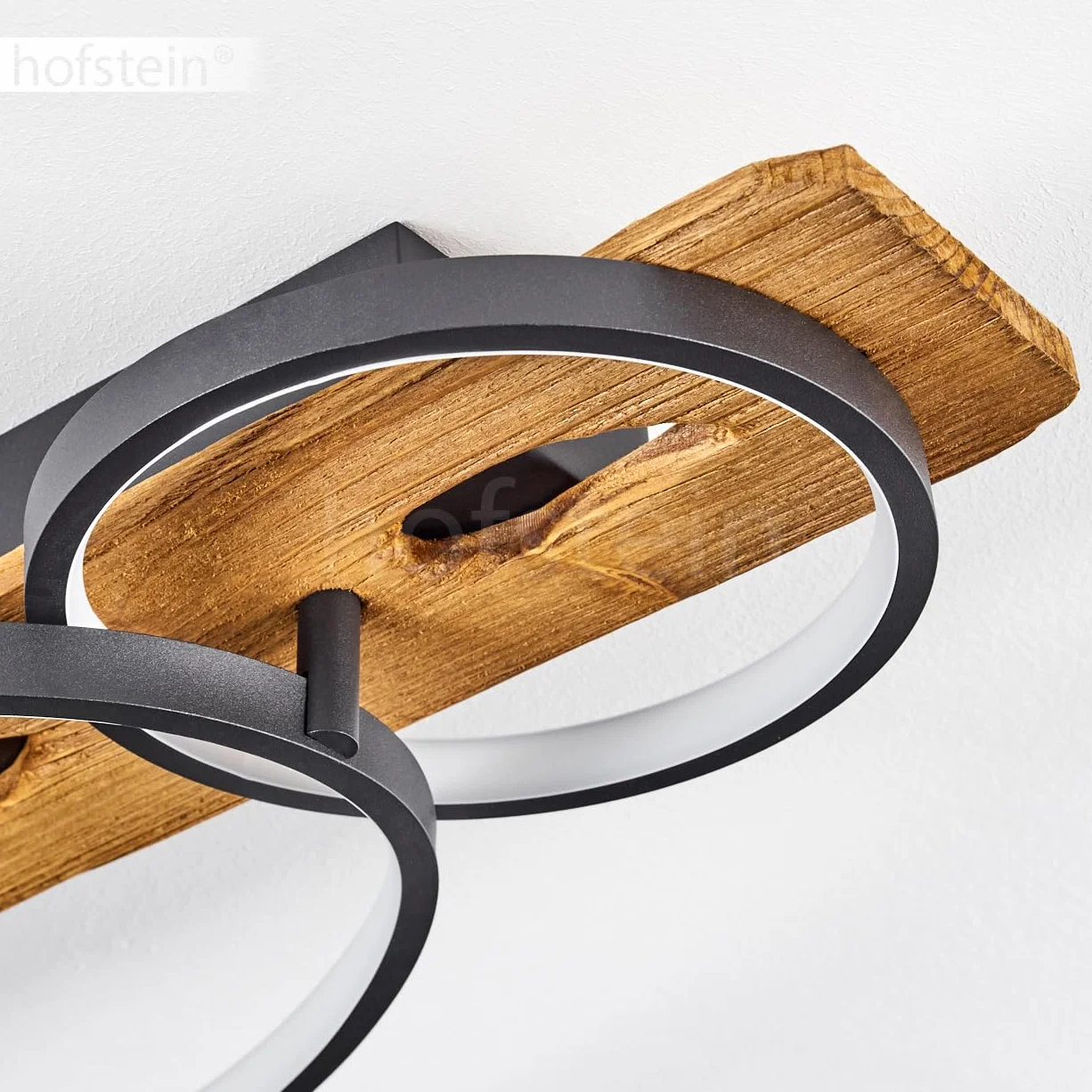 Lampa przysufitowa LED Nevogilde, ściemniana lampa przysufitowa z metalu/drewna/plastiku w kolorze antracytowym/naturalnym/białym, ściemniana, 3600 lumenów, 3000 K, LED 30 W