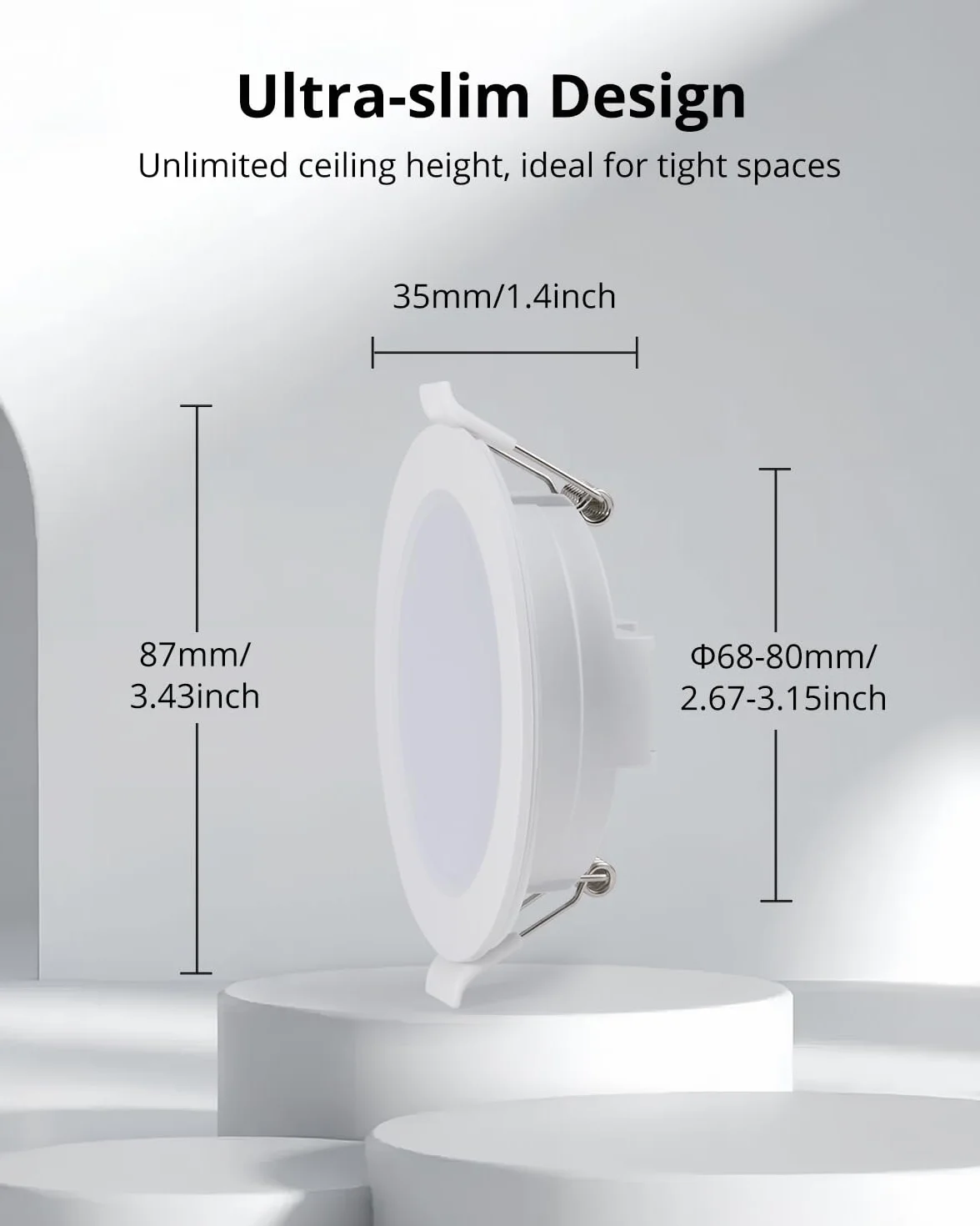 Gr4tec LED Spot Sufitowy, 6W, 4000K, Biały, Otwór 68-80mm, IP65, Łazienka, Salon