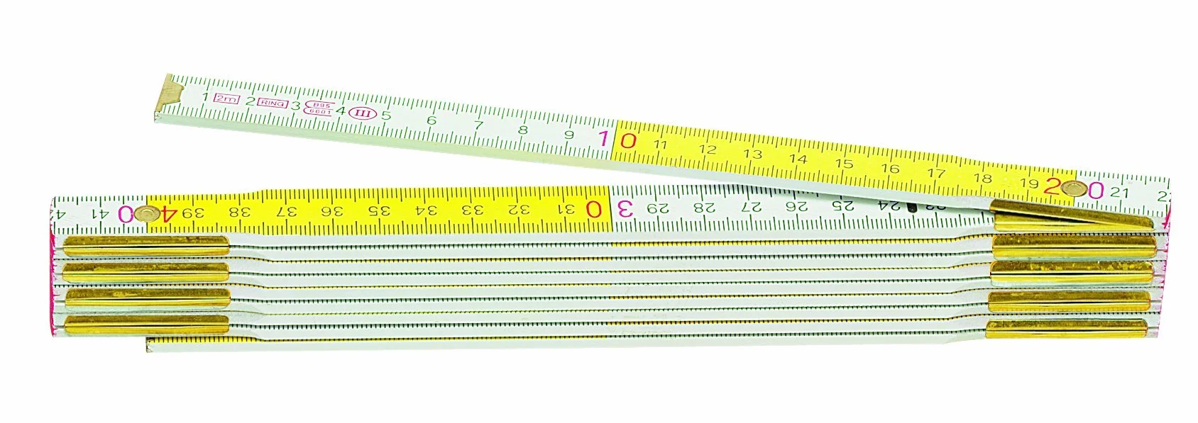 Metrica 23160 drewniana miarka 2 m, czerwone dziesiętne, białe/żółte