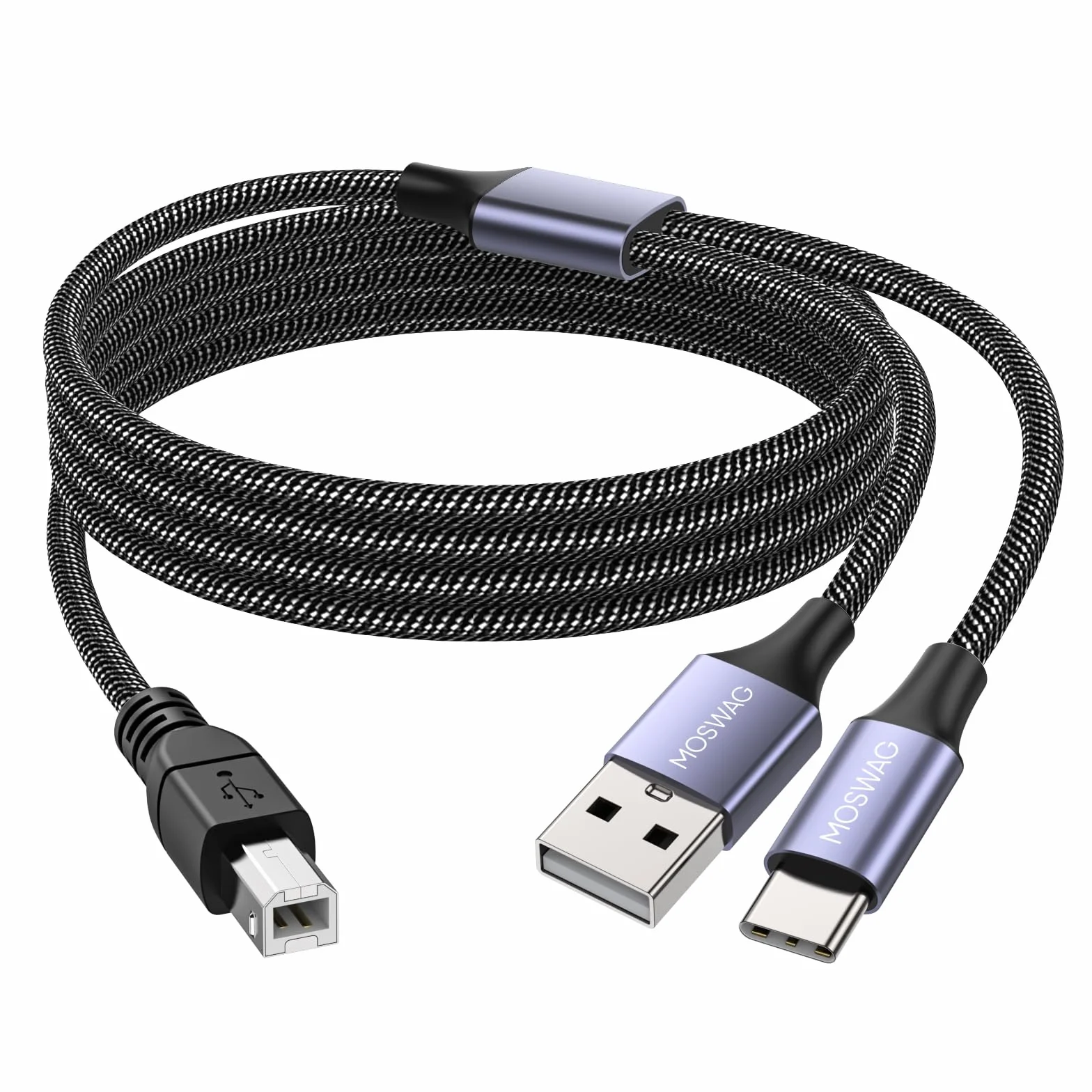 MOSWAG Kabel USB do drukarki 2w1 1M USB C do MIDI USB B