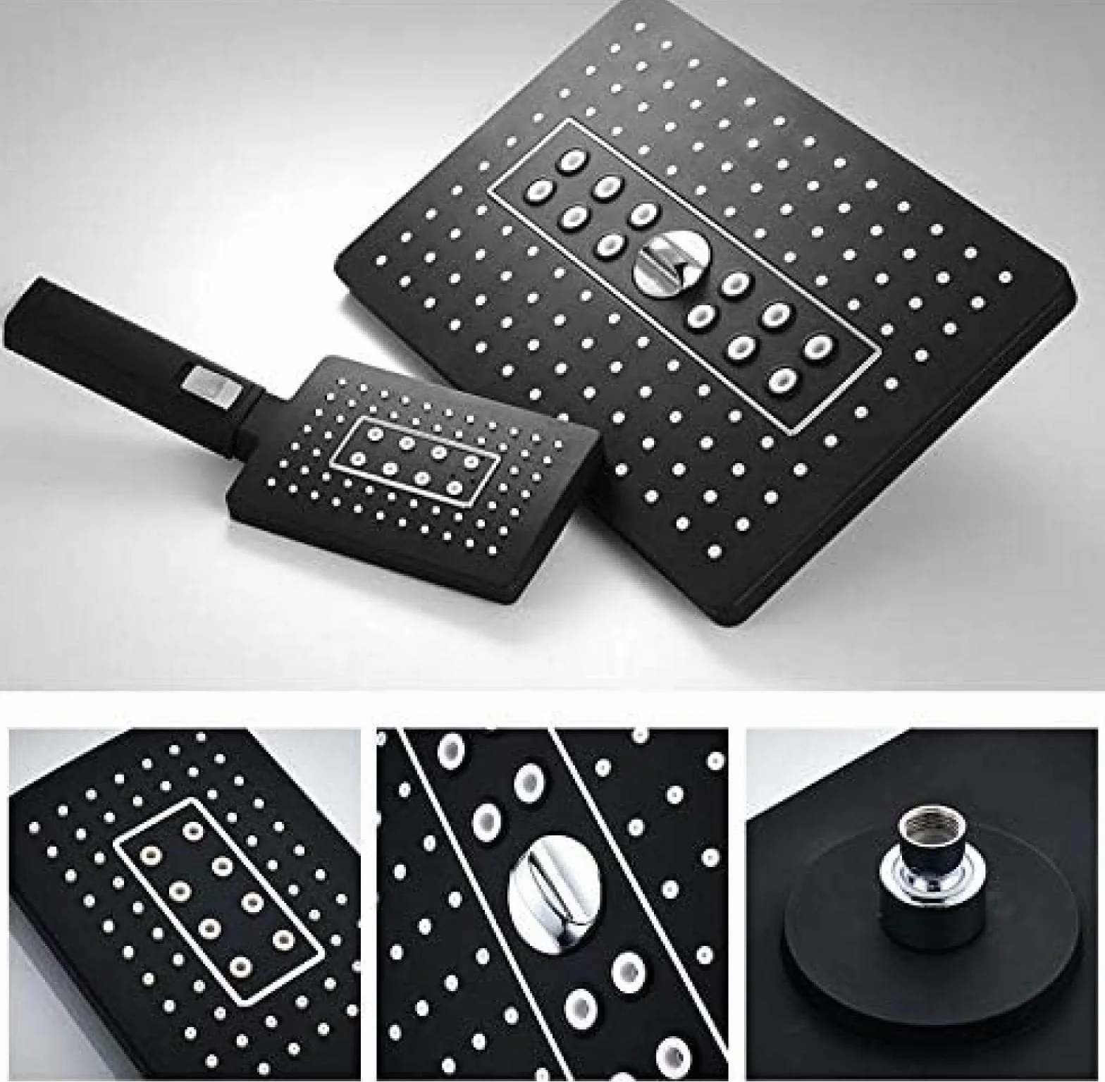 Zestaw cyfrowych baterii prysznicowych LED, czarny, 3-kierunkowy deszczownica, 2-funkcyjny cyfrowy wyświetlacz LED, bateria mieszająca, podtynkowa wanna prysznicowa. Beauty Comes