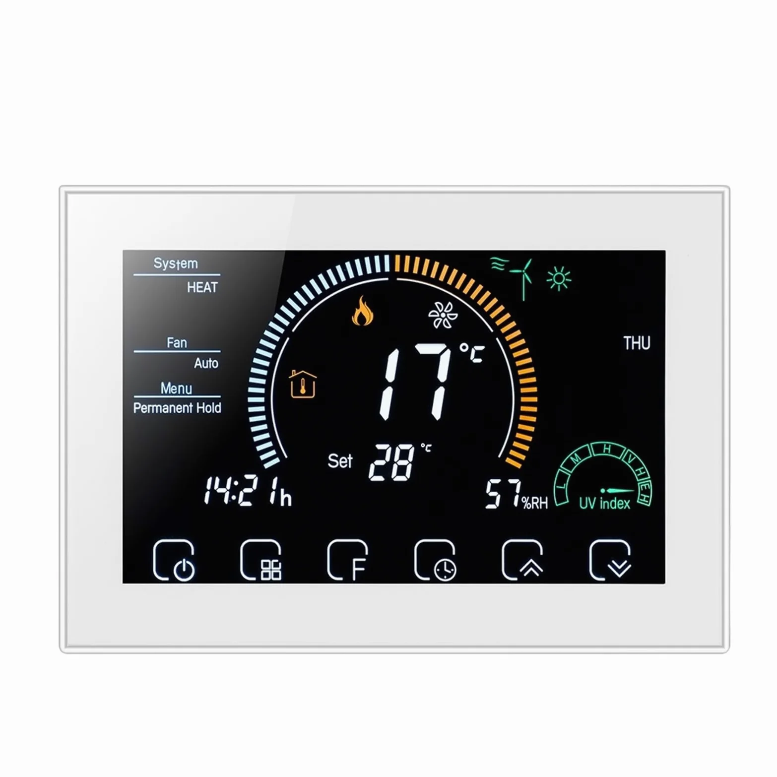 Termostat cyfrowy, Inteligentny duży kolorowy ekran TUYA Wi-Fi, programowalny termostat pokojowy do przełącznika ogrzewania Cooler Bridge Voice(Grijs,2P NO WIFI)