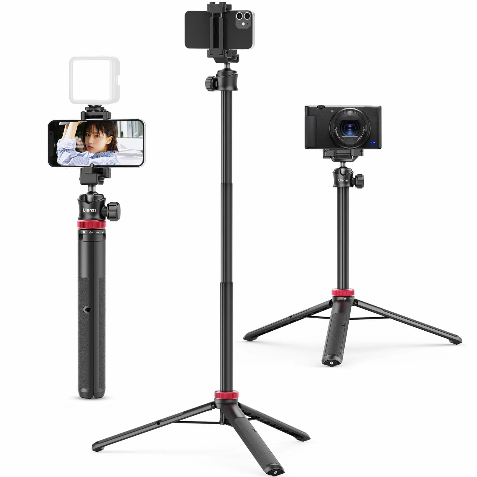 ULANZI Statyw do telefonu MT-44 149.9 cm Selfie Stick 2 w 1 z klipsem i głowicą kulową 360°