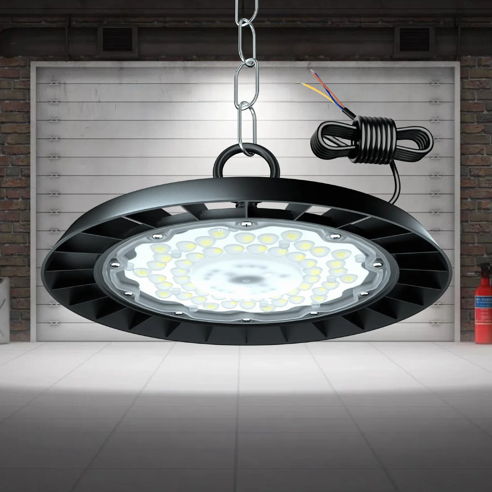 200 W LED UFO oświetlenie hali, 20 000 lm, reflektor halowy, wodoszczelność IP65, reflektor przemysłowy, 6500 K, zimna biel, oświetlenie warsztatowe, oświetlenie warsztatowe do magazynu,
