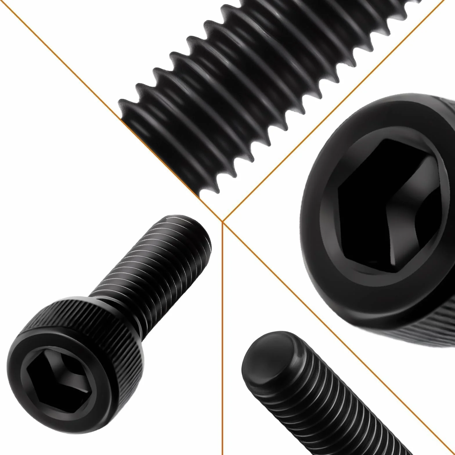 SWTYExt Śruby z łbem cylindrycznym M5 x 50 mm, czarne, 40 szt. śrub cylindrycznych z gniazdem sześciokątnym DIN 912, śruby ze stali węglowej, pełny gwint, śruby maszynowe, śruby imbusowe do akcesoriów