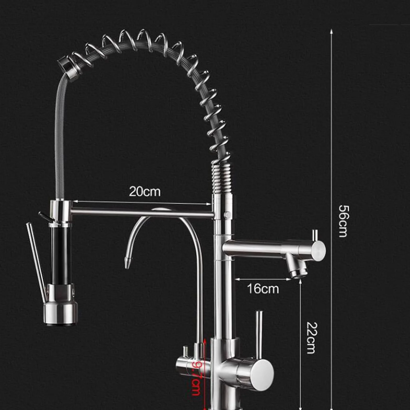 3-drożny kran mieszający do zlewu kuchennego – mosiądz, chromowany, obrót o 360°, 3 gniazdka, pojedynczy otwór, nowoczesny design, trwały kran kuchenny dla łatwego dostępu do wody pitnej