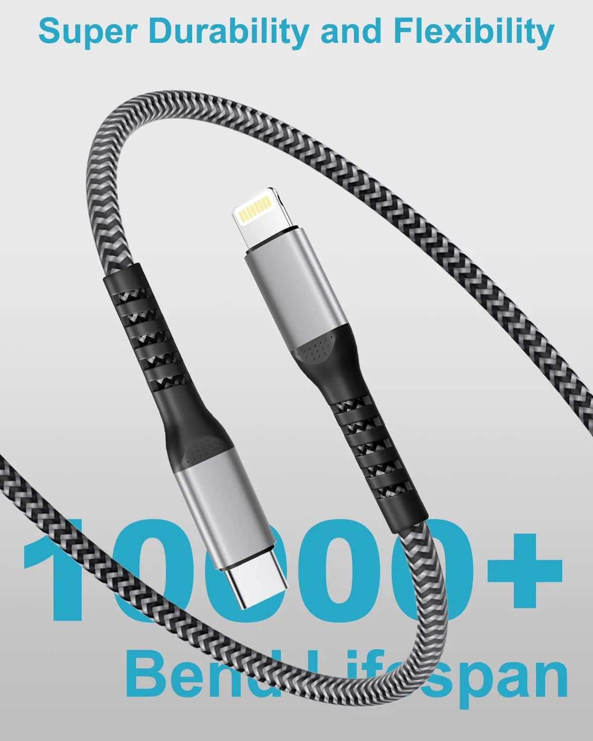 Kabel USB C Lightning 1M+2M 2 Sztuki MFi Nylonowy Szybkie Ładowanie do iPhone 14/13/12/11/X iPad iPod AirPods