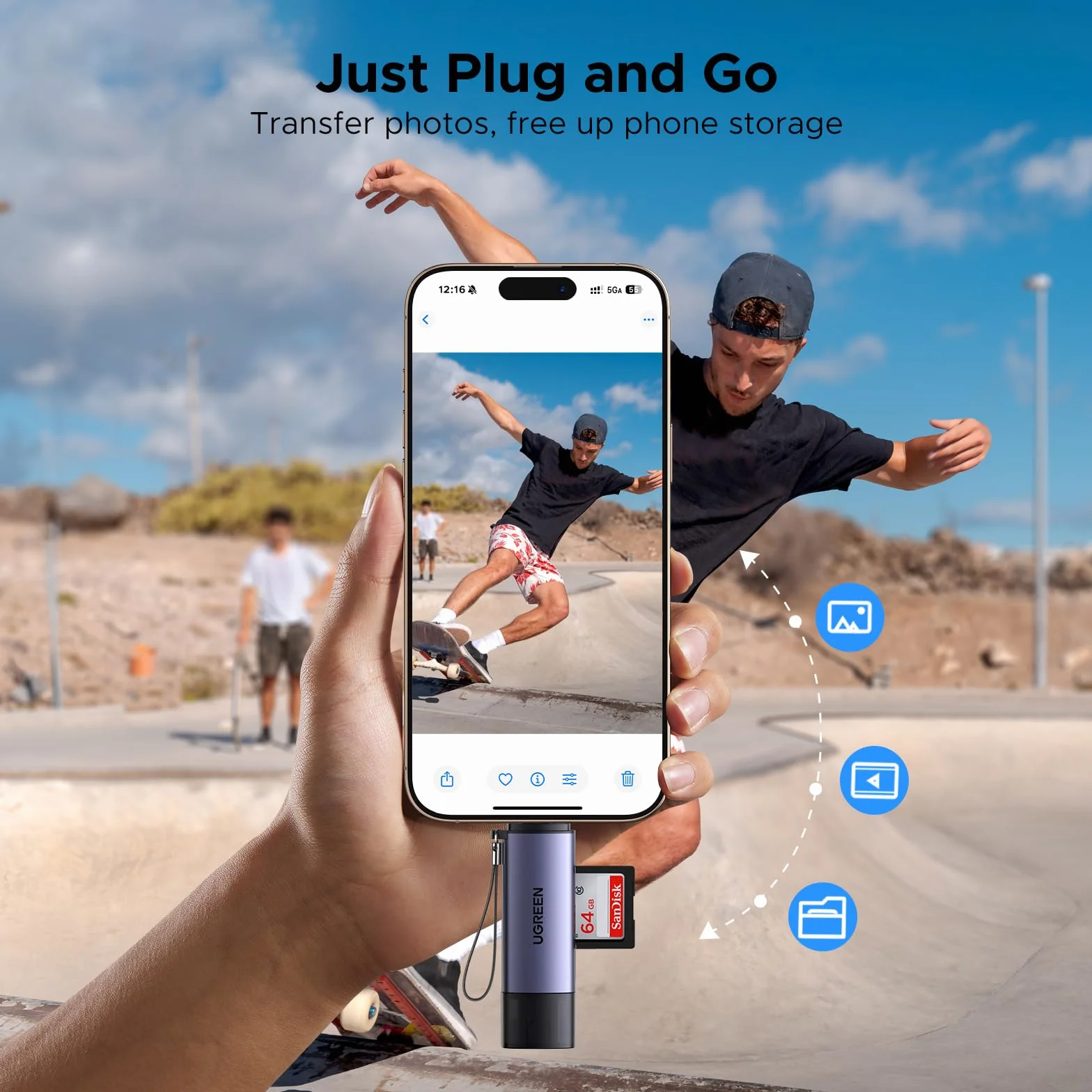 UGREEN Czytnik kart USB 3.0 USB C 2 w 1 TF SD Zewnętrzny