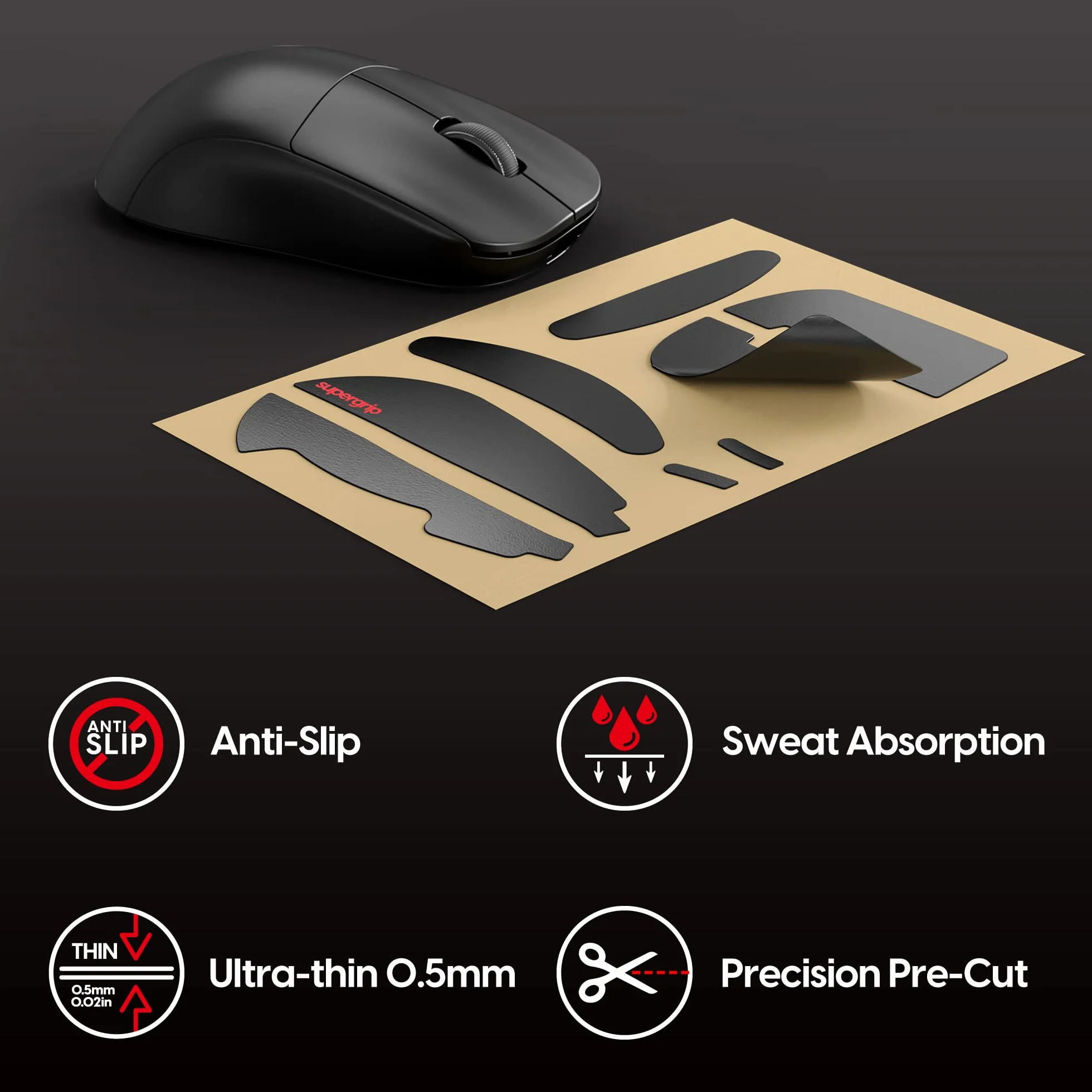 Pulsar Gaming Gears Supergrip do X2, Mini | Pochłania pot, wydajny antypoślizgowy grip, klej 3M, bez śladów, ultracienki