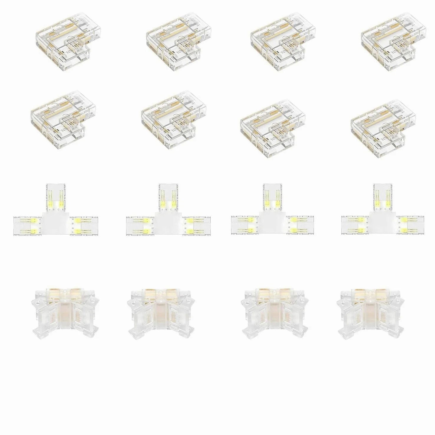 Amefil 16 sztuk COB 4PIN10MMRGB zestaw łączników narożnych, złącze narożne, złącze LED T-L, narożnik RGB Light 10 mm