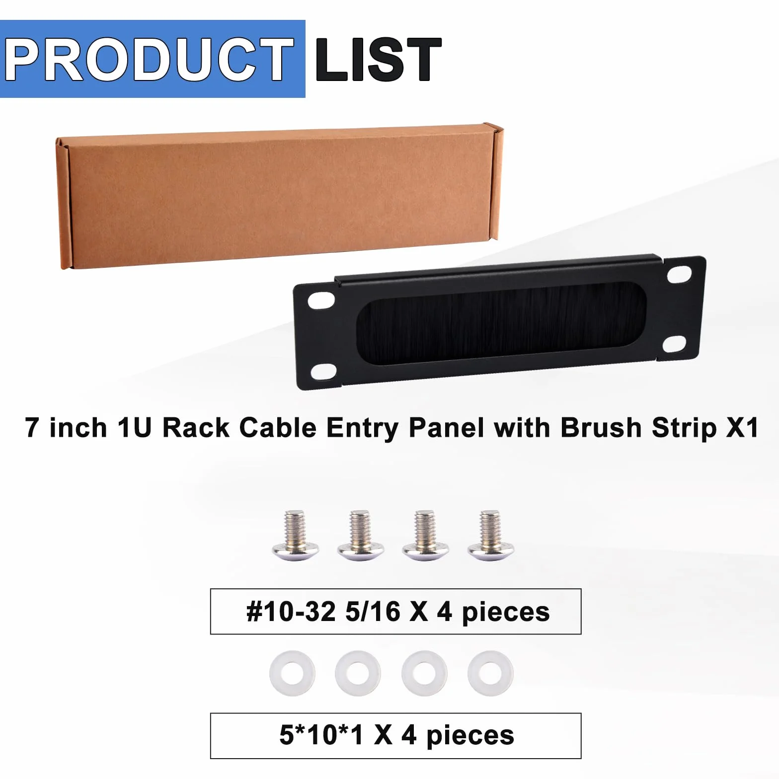 GeeekPi 17.8 cm 1U Szczotka Cable Manager Rack Mount Panel zarządzania kablami z listwą szczotkową do wejścia kablowego do szafy serwerowej DeskPi RackMate TT (1)