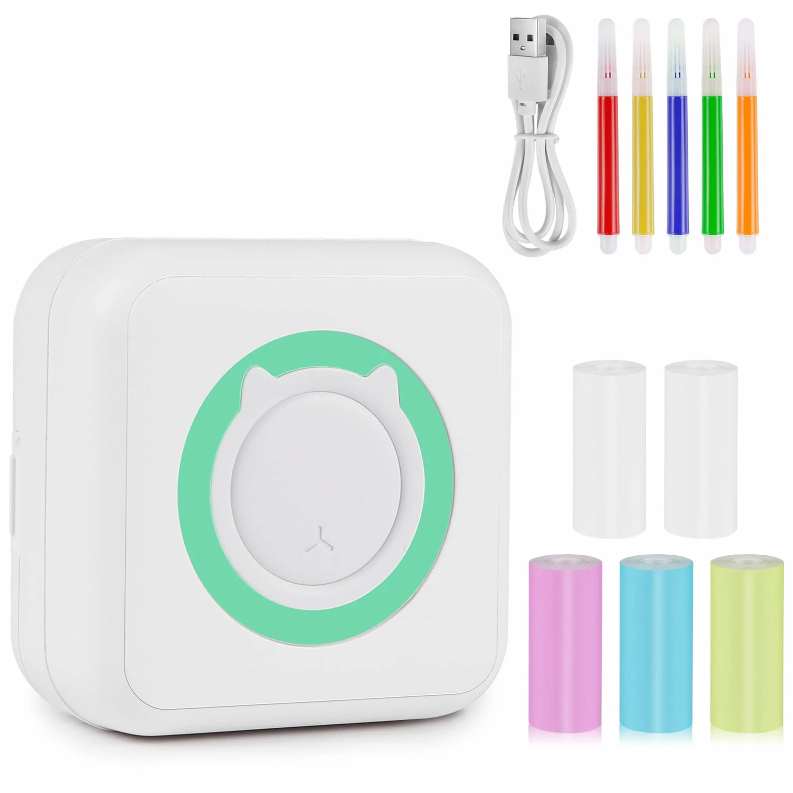 GuKKK Mini drukarka, mobilna drukarka fotograficzna, przenośna mini drukarka fotograficzna, bezprzewodowa drukarka fotograficzna, drukarka Bluetooth, pomoc w nauce, notatki, dziennik, notatki