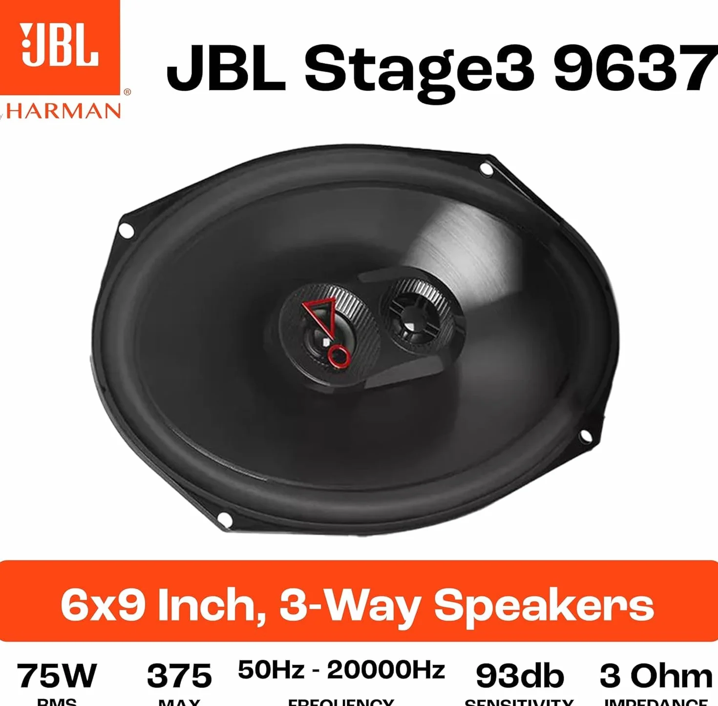 JBL Stage3 9637 3-drożny zestaw głośników samochodowych 375 W 6" x 9" (152 mm x 230 mm)