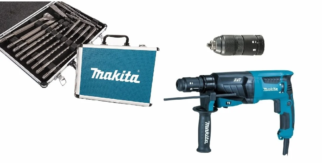 Makita HR2631FT12 młot udarowo-obrotowy SDS Plus 800 W AVT + uchwyt szybkiej wymiany + walizka
