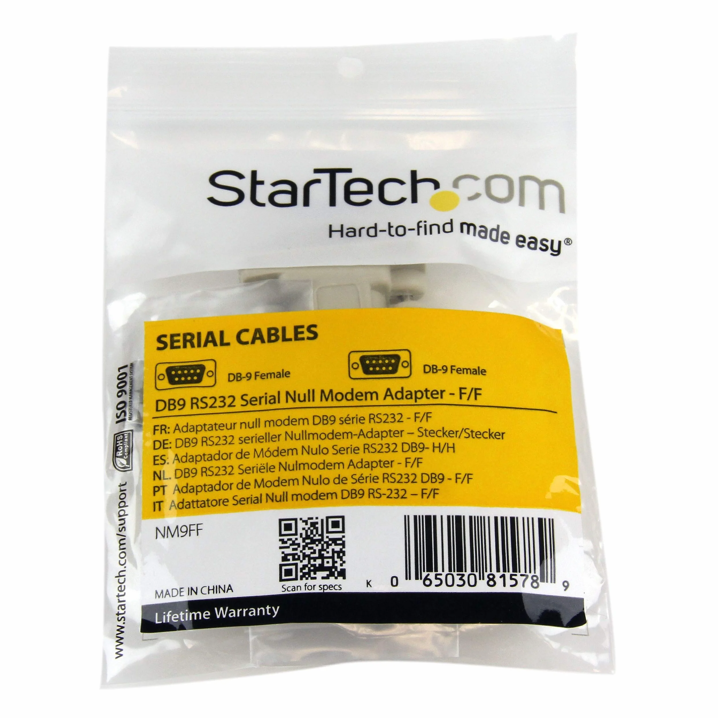 StarTech.com NM9FF DB9 RS232 adapter modemu DB-9 F/F biały