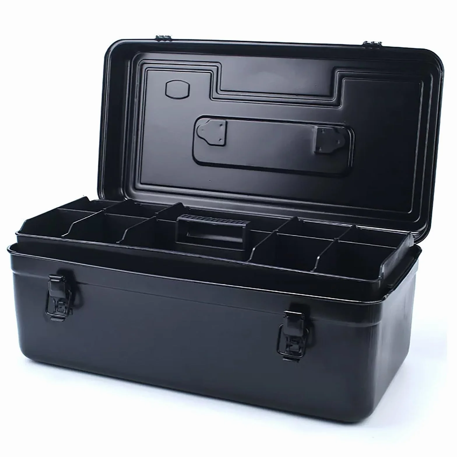 Czarna Skrzynka na Narzędzia, Przenośny Pojemnik na Elementy Metalowe z Bezpiecznymi Zatrzaskami, Dwupoziomowy Organizer na Narzędzia dla Mechaników(40.5cm/15.9in)