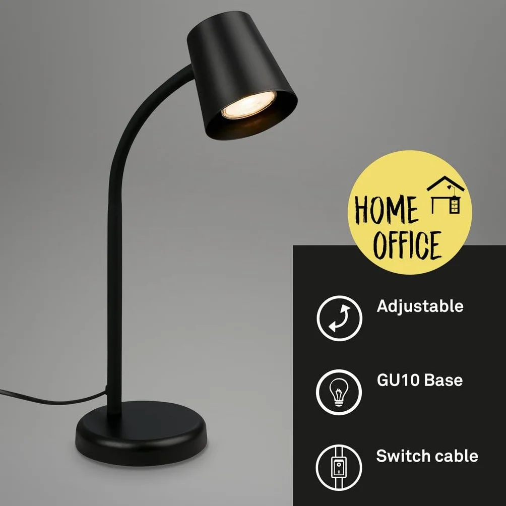 BRILONER - Lampa biurkowa z przełącznikiem przewodowym, obrotowa, GU10, maks. 9 W, lampa stołowa, lampa, lampka nocna, lampa stołowa, dekoracyjna, lampka na biurko, lampka do czytania, 13 x 38,5 cm