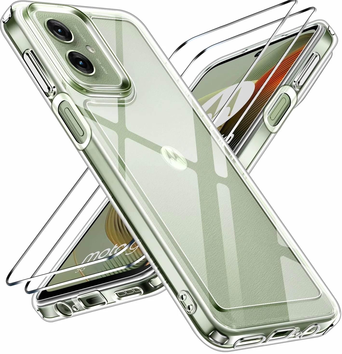 iVoler Przezroczysta Obudowa do Motorola Moto G55 5G z 2 Szkłami Hartowanymi, Odporna na Wstrząsy