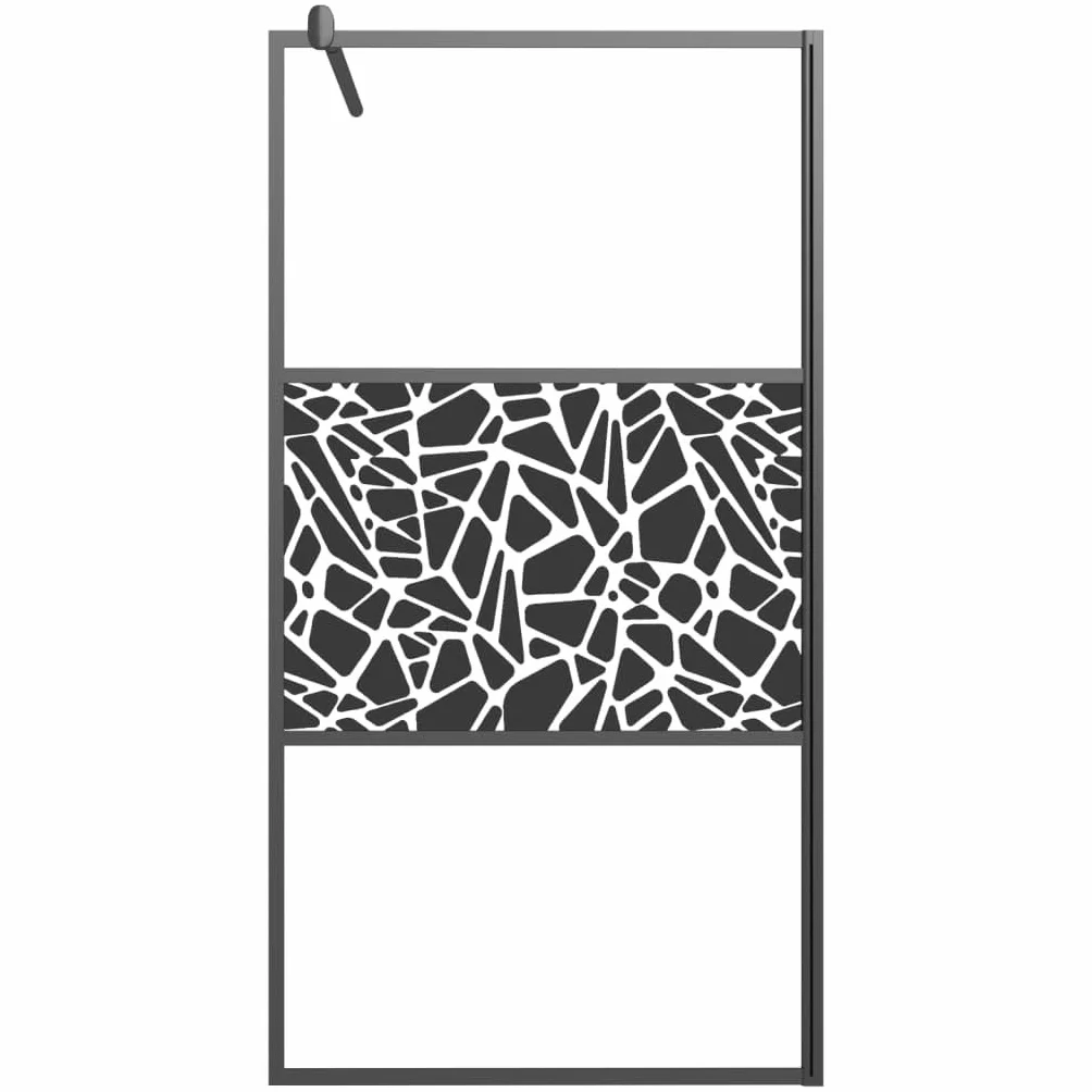 vidaXL Ścianka prysznicowa, 100x195cm, szkło ESG, wzór kamieni, czarny, ścianka prysznicowa, ekran prysznicowy, kabina prysznicowa