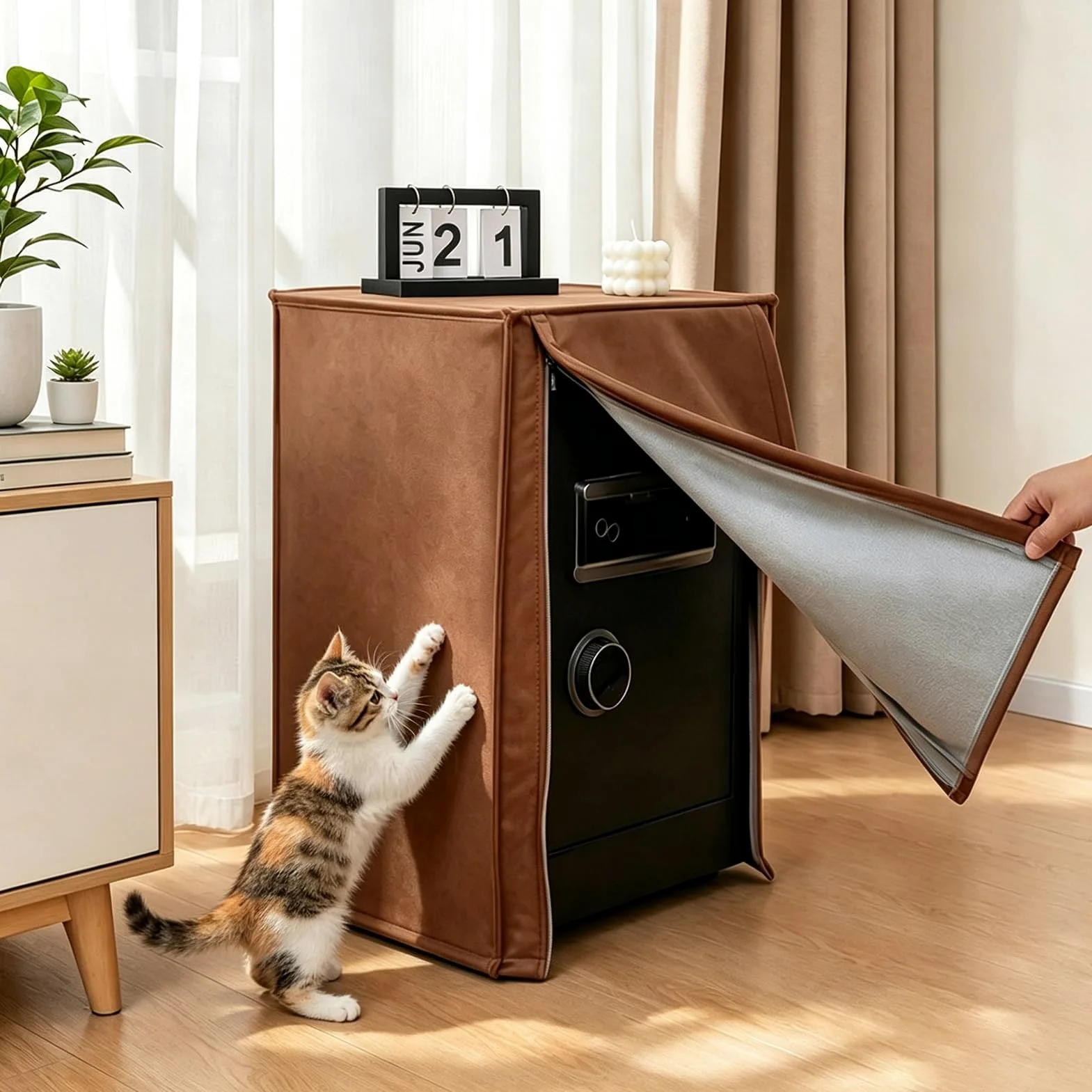Pokrowiec na Sejf Pokrowiec Ochronny dla Kota, Odporny na Zarysowania, Wysokości | Personalizowane Wodoodporne Pokrowce na Półki, Osłony Przeciwkurzowe Sprzęt(Mocha Brown,W50x50xH120cm/20x20x47in)