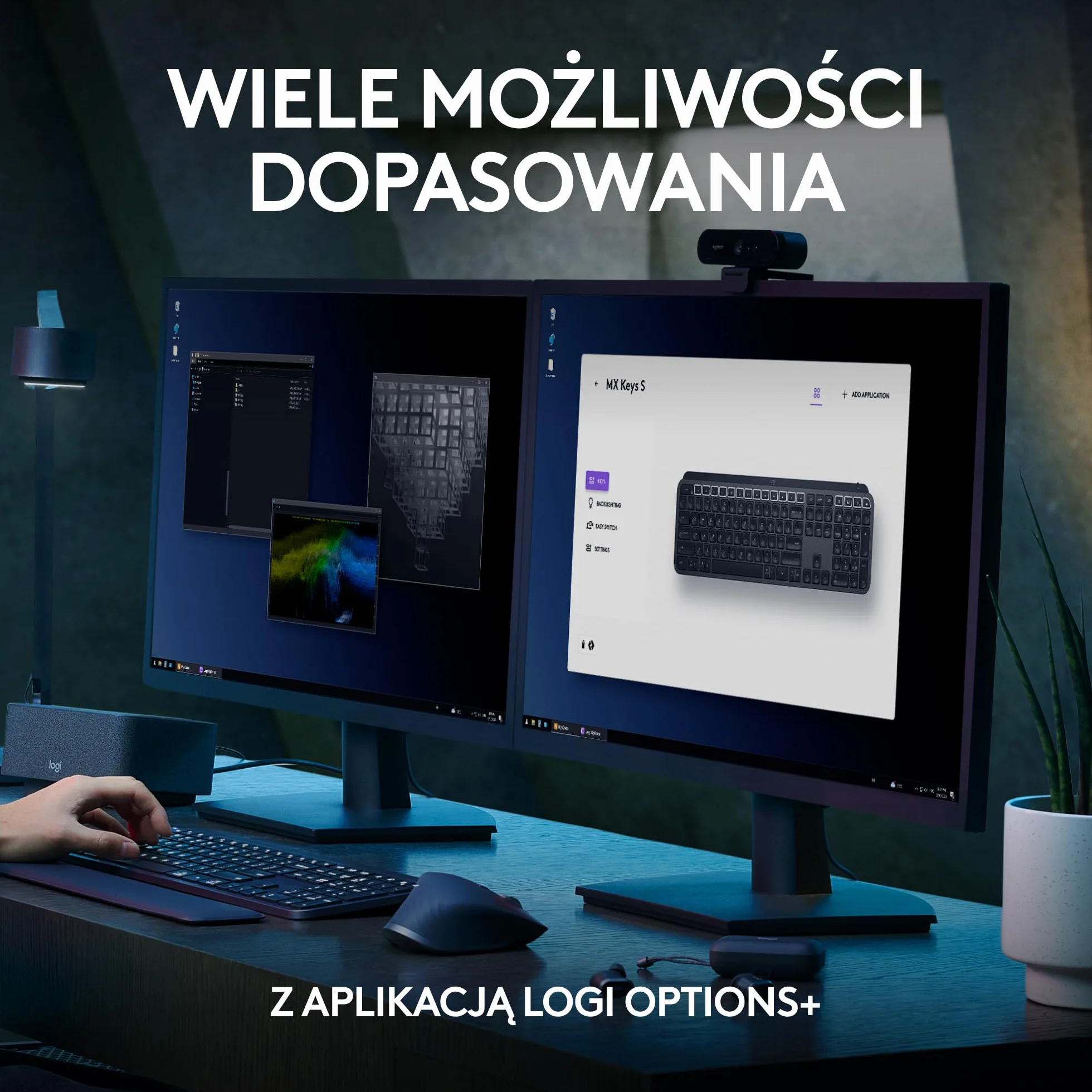 Logitech MX Keys S Bezprzewodowa Klawiatura Niski Profil Cicha Podświetlana Bluetooth USB-C QWERTY US Intl Szary