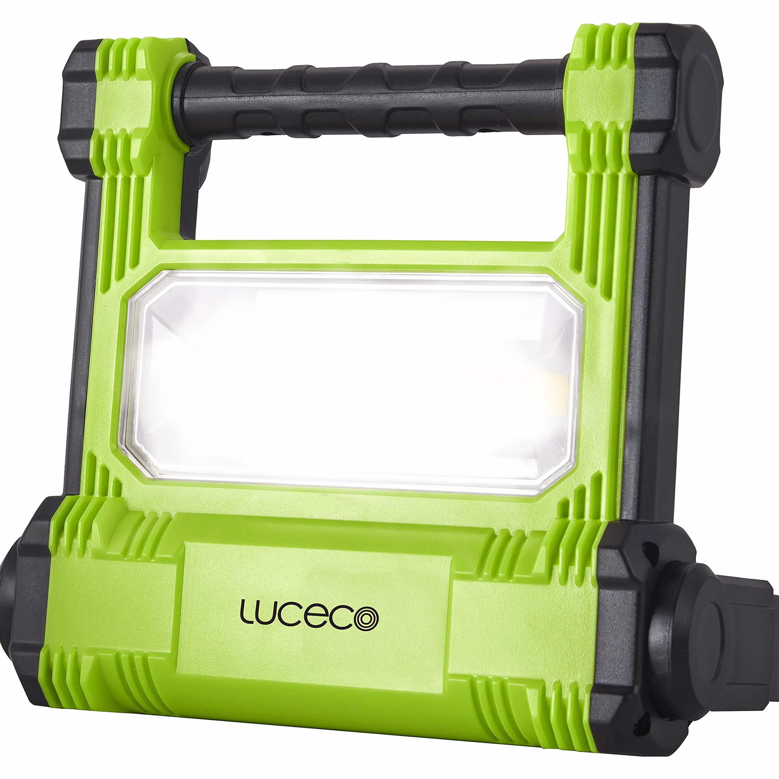 LUCECO Reflektor budowlany z możliwością ponownego ładowania, 20 W, przenośna lampa robocza 1800 lumenów, reflektor IP54, wodoodporny, lampa z akumulatorem 4400 mAh, czarno-zielona, LWR18BG-EU