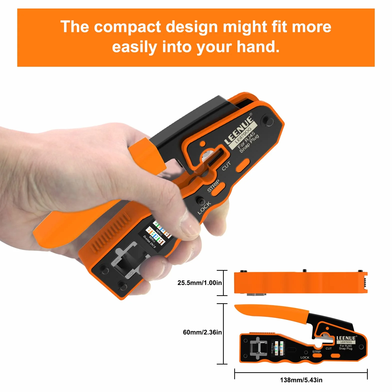 Szczypce zaciskowe RJ45, All-in-One Ethernet Crimper do wtyków Cat7, Cat6, Cat5, z 2 ostrzami zapasowymi