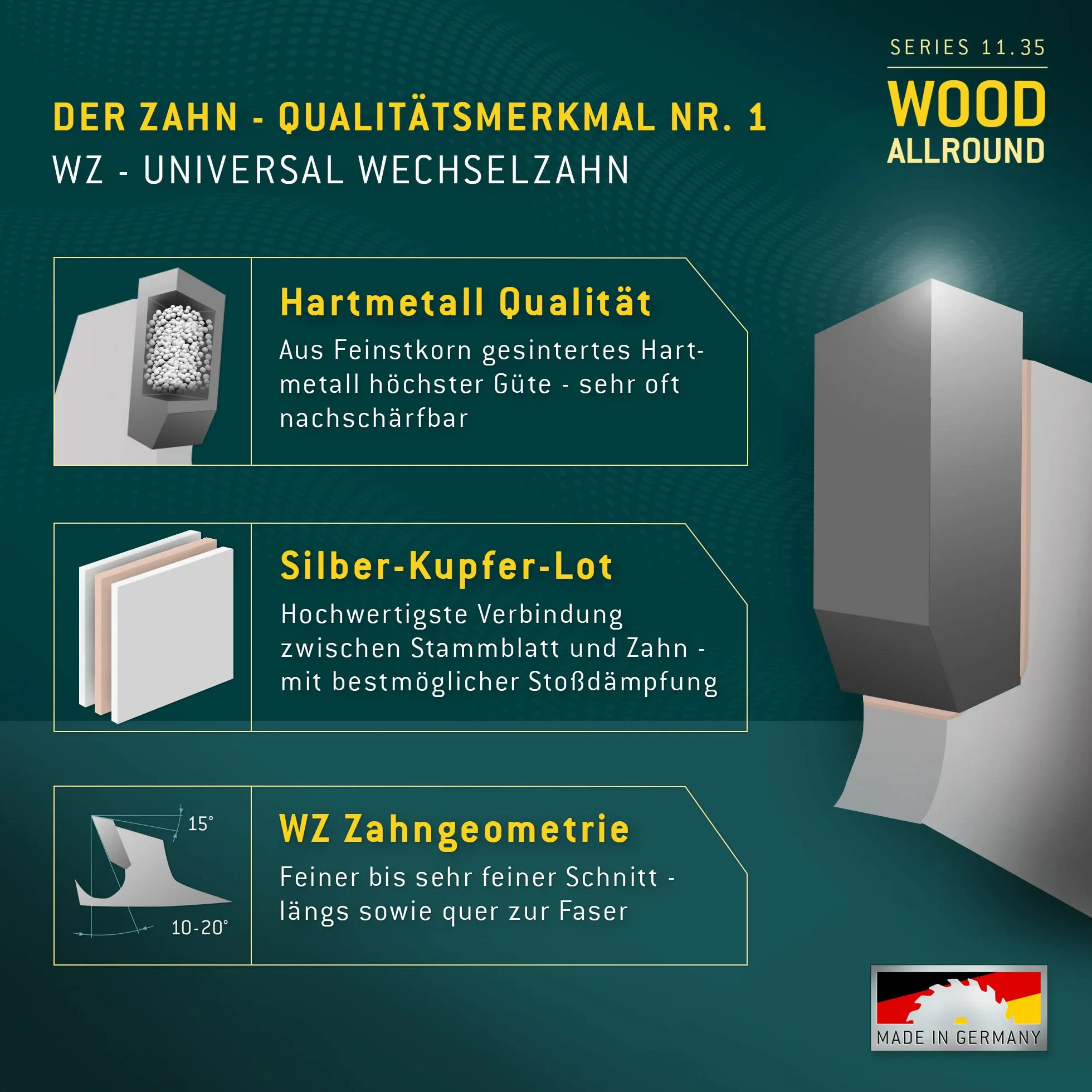Bayerwald - HM ręczna tarcza do piły tarczowej do drewna - Ø 225 mm x 2,6 mm x 30 mm | zęby wymienne (48 zębów/bardzo drobne) | otwory dodatkowe: CS 70