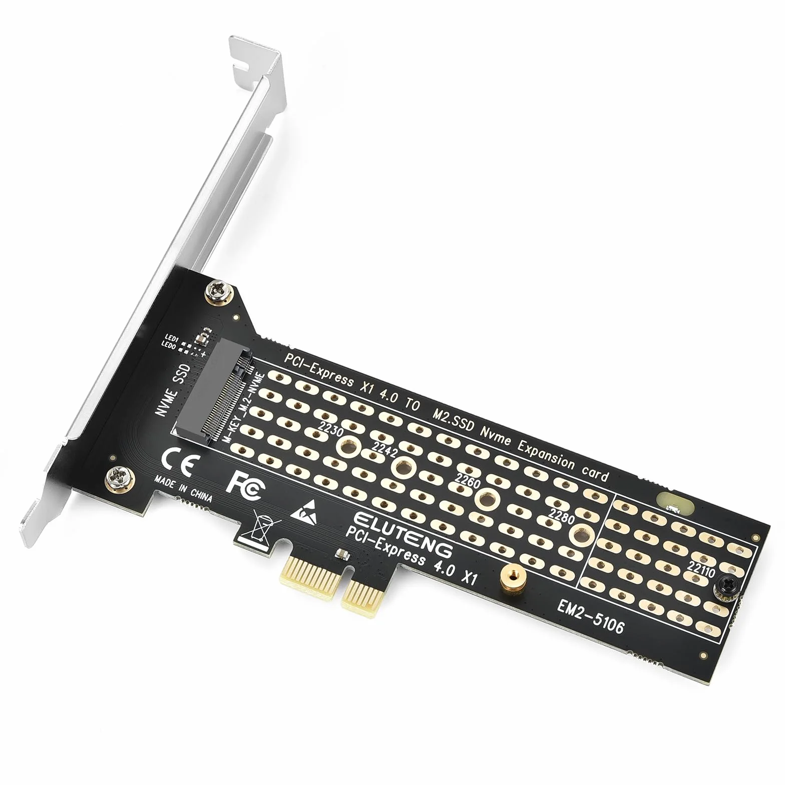 ELUTENG Adapter M.2 NVMe zu PCIe 4.0, 16 Gbp M.2 NVMe na PCIe X1 dla SSD M-Key 2230-2280