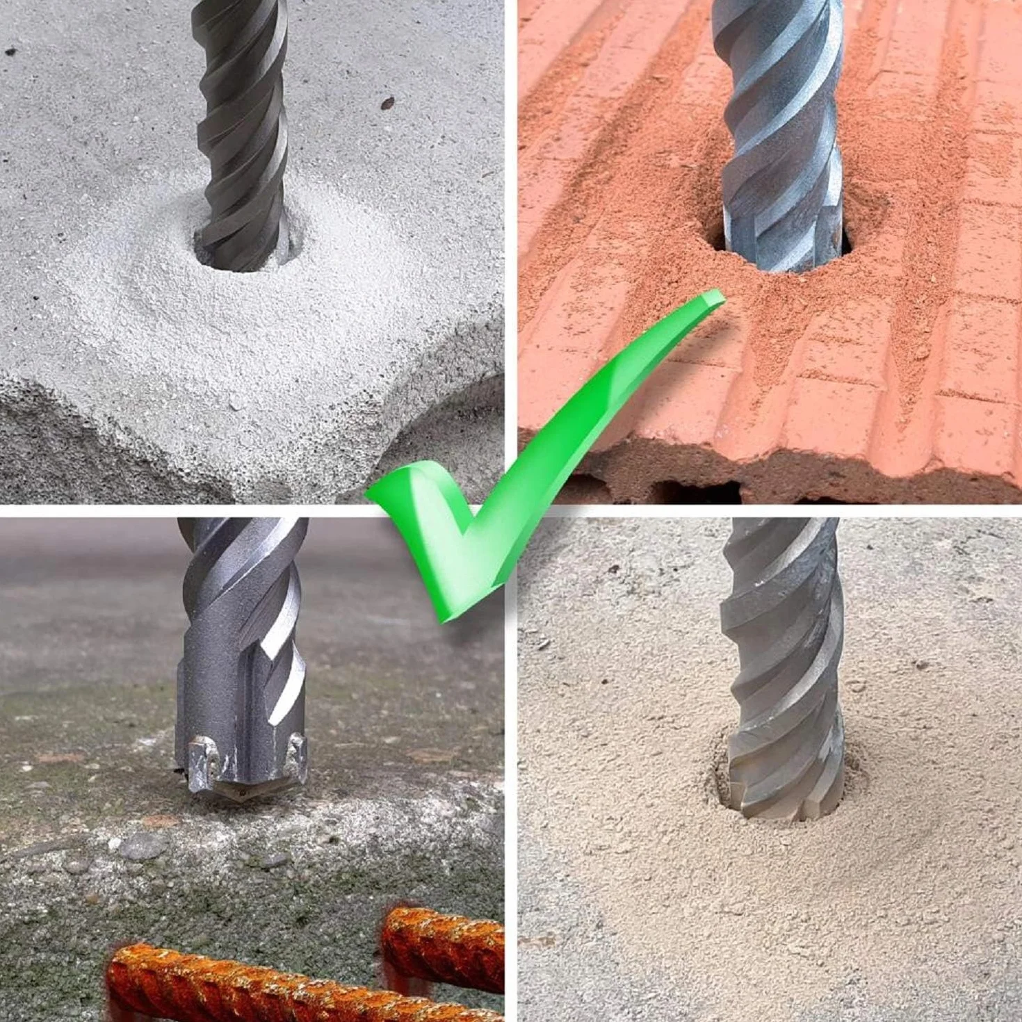 WERHE wiertło do betonu SDS Plus Ø 25 mm, 800 mm, 4 ostrza do betonu, cegła | końcówka z węglika, wysoka odporność na zużycie, długość robocza 740 mm, waga 1,53 kg, podwójna spirala do odprowadzania pyłu