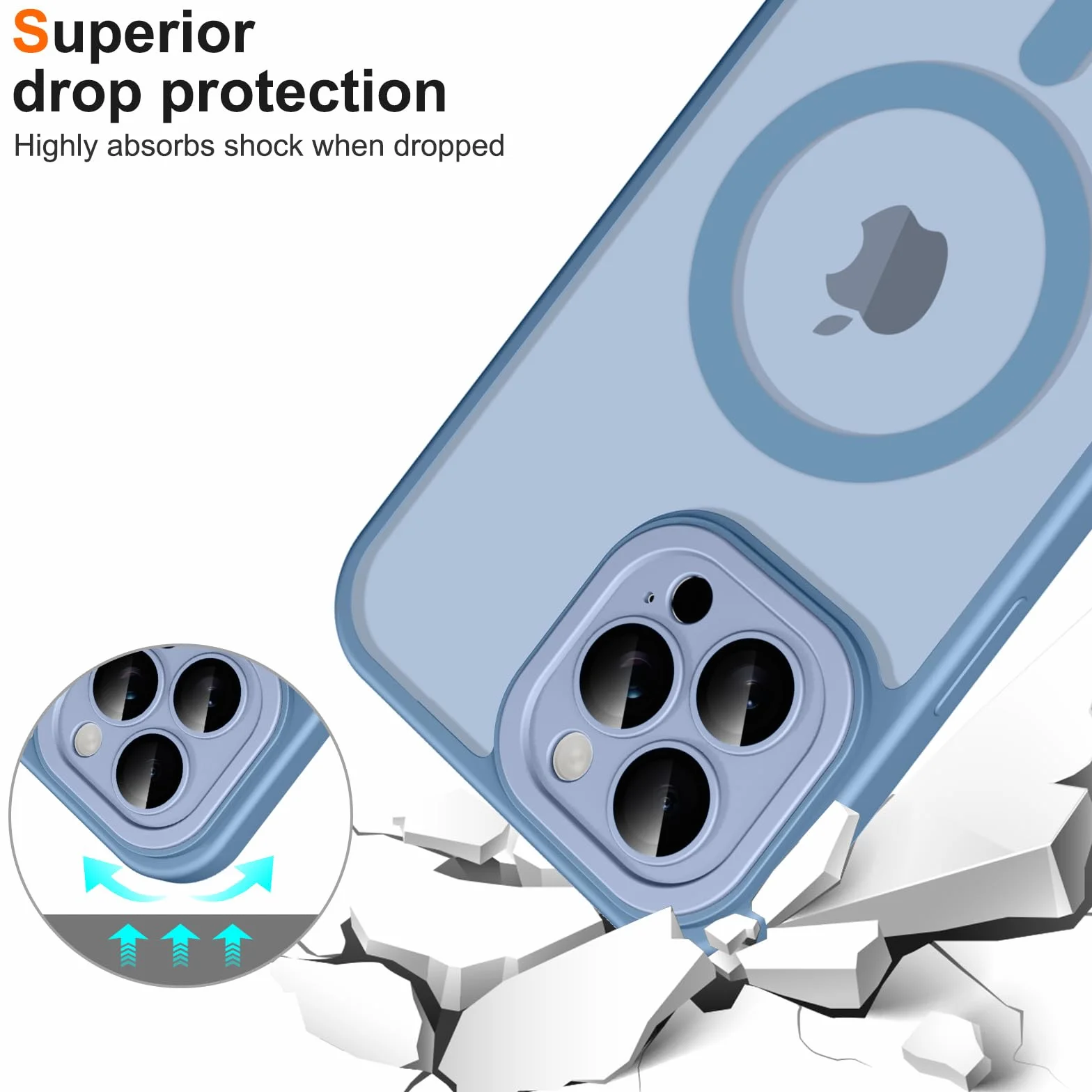 Pnakqil Magnetyczny pasek na telefon komórkowy z paskiem do iPhone 15 Pro Max, etui na telefon komórkowy, półprzezroczyste, z ochroną aparatu, regulowany i zdejmowany łańcuszek, osłona magnetyczna