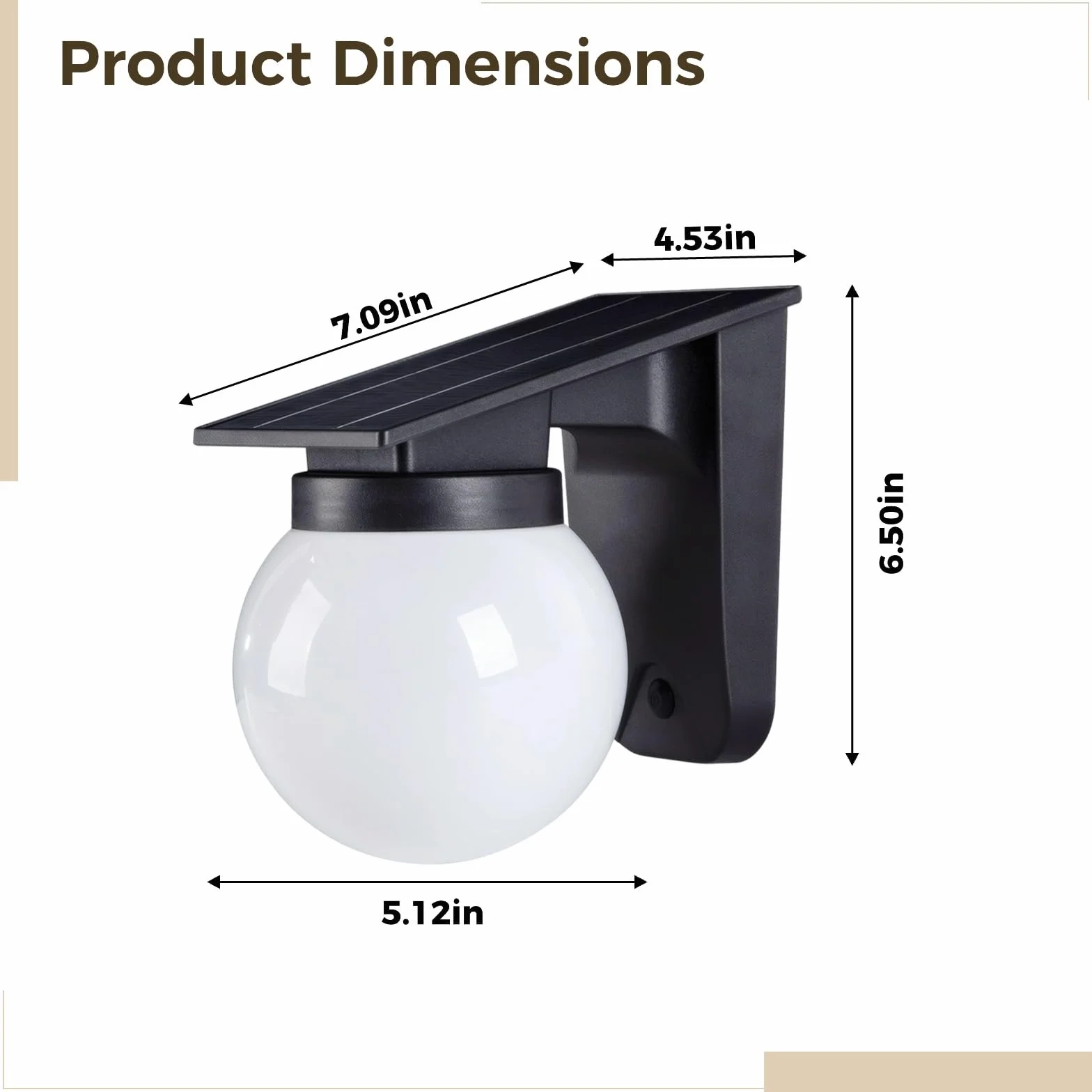 Solarne lampy ogrodzeniowe, zewnętrzne lampy solarne z 3 trybami oświetlenia, czarno-biała konstrukcja kuli, montowane na ścianie lampy solarne z silikonowym panelem 18 x 11,4 cm, do ogrodu, na patio