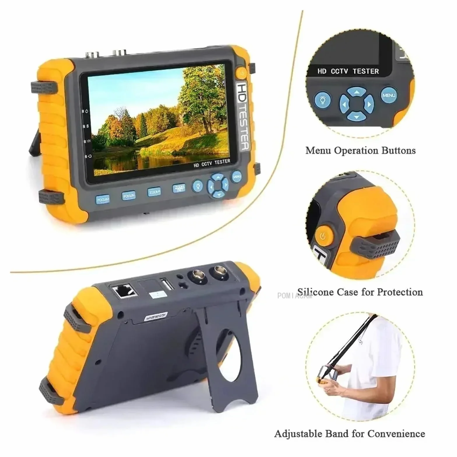 Tester CCTV, IV8W 5,0-calowy monitor CVBS 8MP AHD/CVI/TVI Tester CCTV kamery 4 w 1 Przenośny tester Obsługa wejścia PTZ VGA