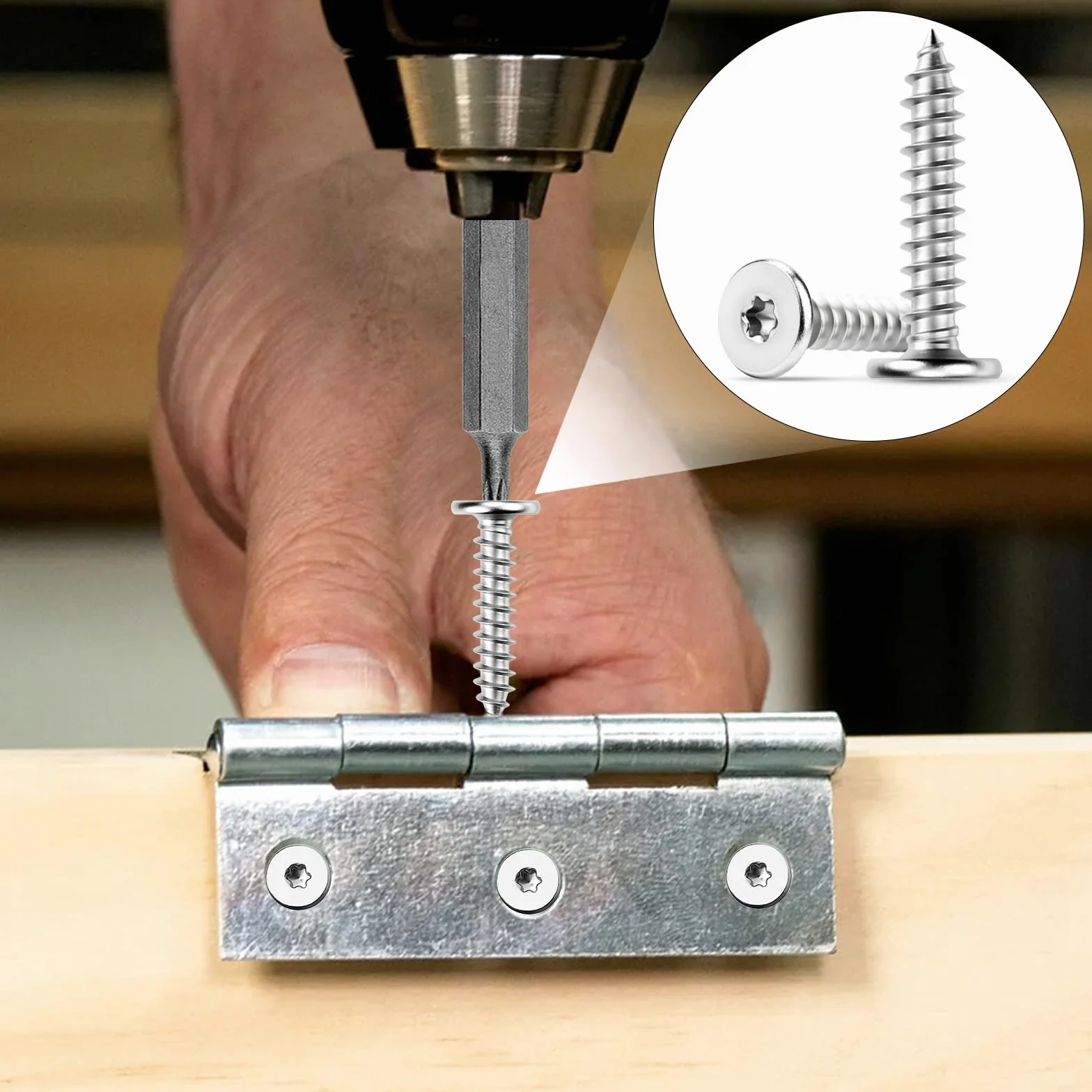 Mbsomnus Wkręty do drewna M5 x 20 mm, stal nierdzewna, 35 sztuk, wkręty samogwintujące Torx, 304, śruby ze stali nierdzewnej, wkręty do drewna, do szafek, podłóg drewnianych, regałów magazynowych