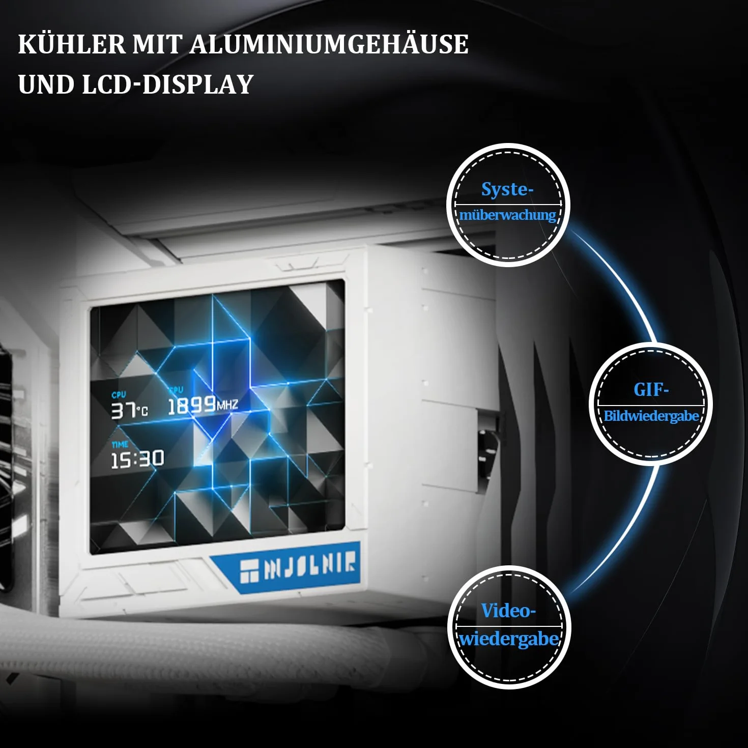 Thermalright Mjolnir Vision 360 UB PRO ARGB White, chłodzenie cieczą CPU AIO, ekran IPS 640×480, wentylator wyciągowy 3 w 1, dla AM5/Intel LGA1851/1700, 3,5-calowy magnetyczny ekran LCD