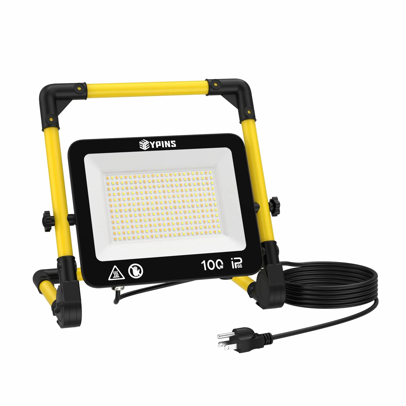 EYPINS Reflektor budowlany LED, 100 W, lampa robocza z wtyczką kabla 5 m, 3000 K/5000 K/6000 K, regulowane światło, IP66, wodoszczelny reflektor roboczy, 8000 lm, przenośny, do warsztatu, konserwacji