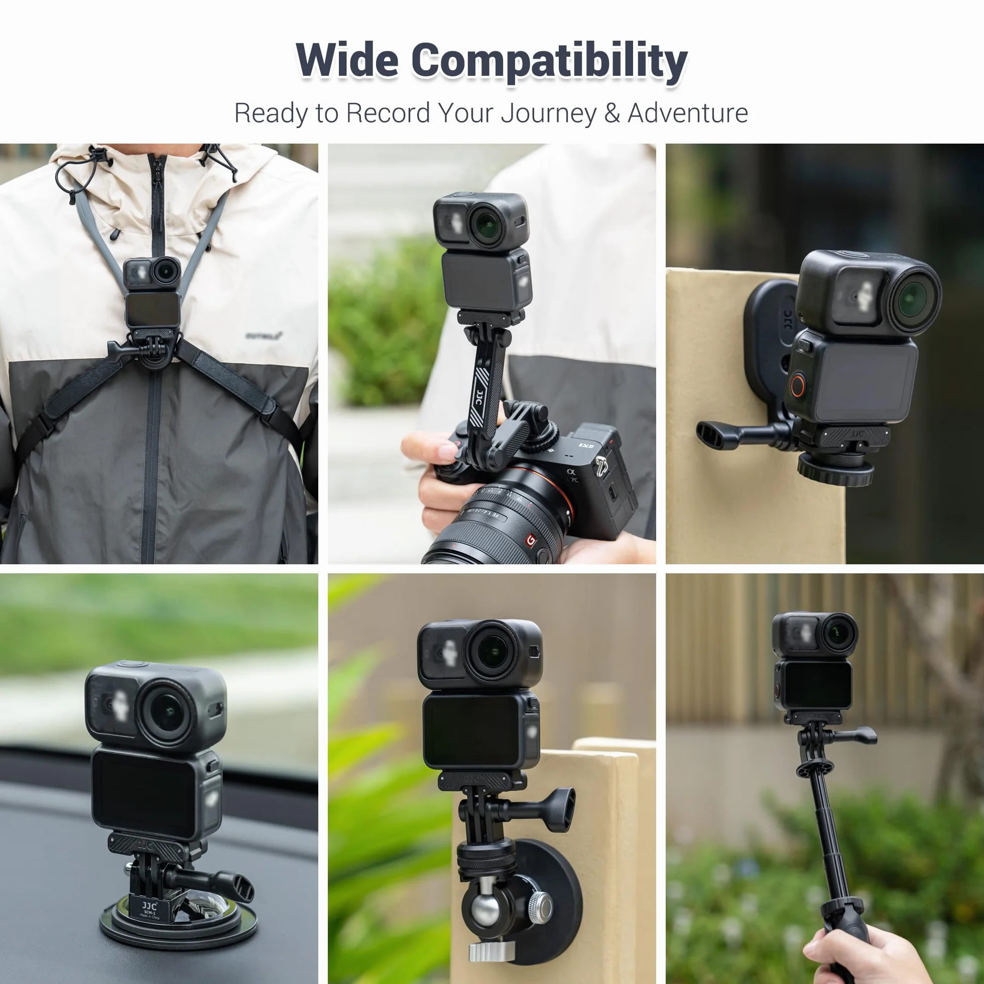 JJC Osmo Nano magnetyczny adapter szybkiego uwalniania do akcesoriów DJI Osmo Action 6 Nano, magnes dwukierunkowy, zastępuje uchwyt szybkiego zwalniania OEM, składane pazury i otwór na śrubę 1/4"-20