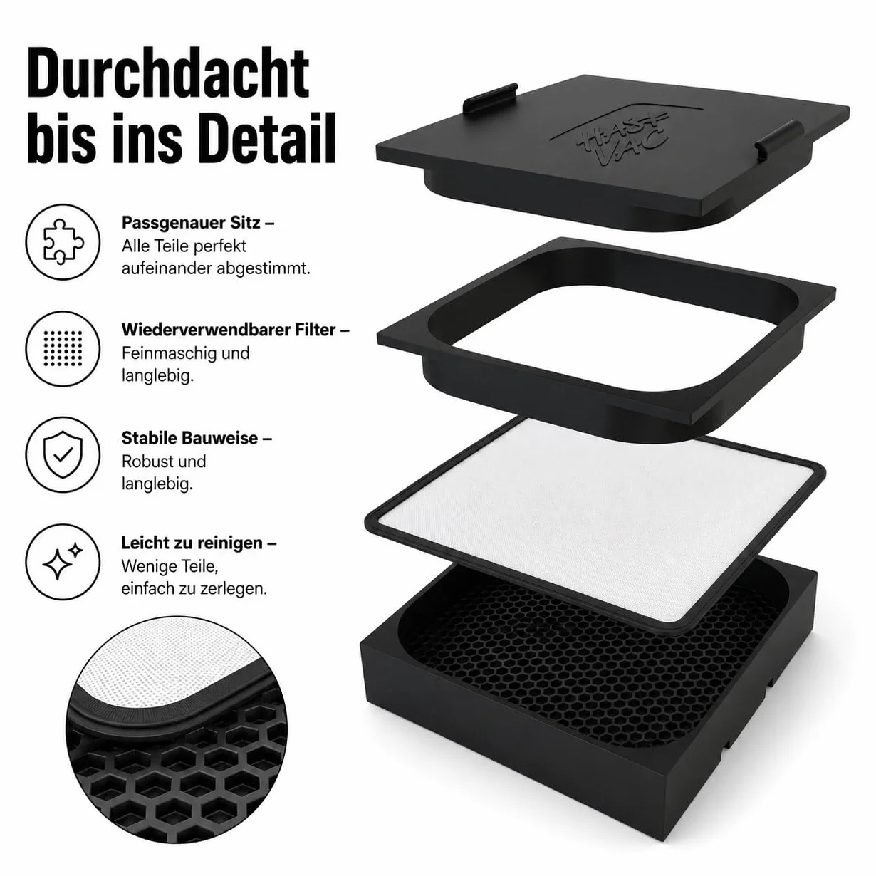 Hazh Vac Small 12 x 3,5 cm – próżniowa prasa filtrująca i ekstraktor cieczy – system filtracji Honeycomb z PETG – w zestawie z nylonowym filtrem siatkowym o grubości 25 mikronów (średni)