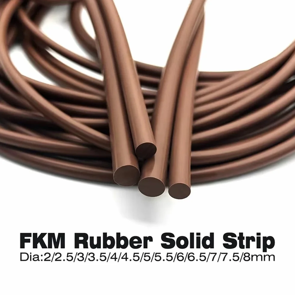 Tzwór Gumowy FKM, Średnica 2mm-8mm, Stała Paska Okrągła, Długość 1/3/5m, Uszczelka Z Fluorogumu Odporna Na Ciepło & Olej, Brązowa, Do Uszczelnie Automobilnych & Przemysłowych(1Meter,Dia 7.5mm)