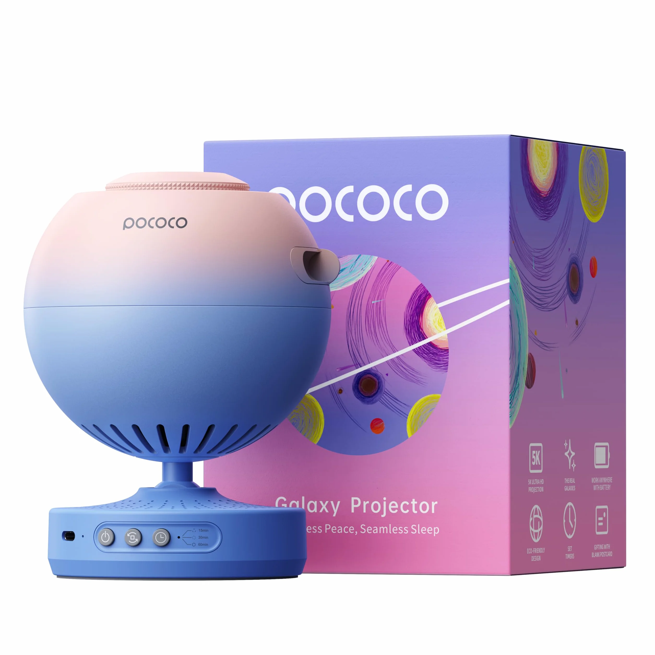 POCOCO Projektor gwiaździstego nieba Lampka nocna dla dzieci, Projektor Galaxy Gwiaździste niebo do sypialni i domu Planetarium, Projektor gwiaździstego nieba dla dzieci z 2 dyskami, idealny prezent