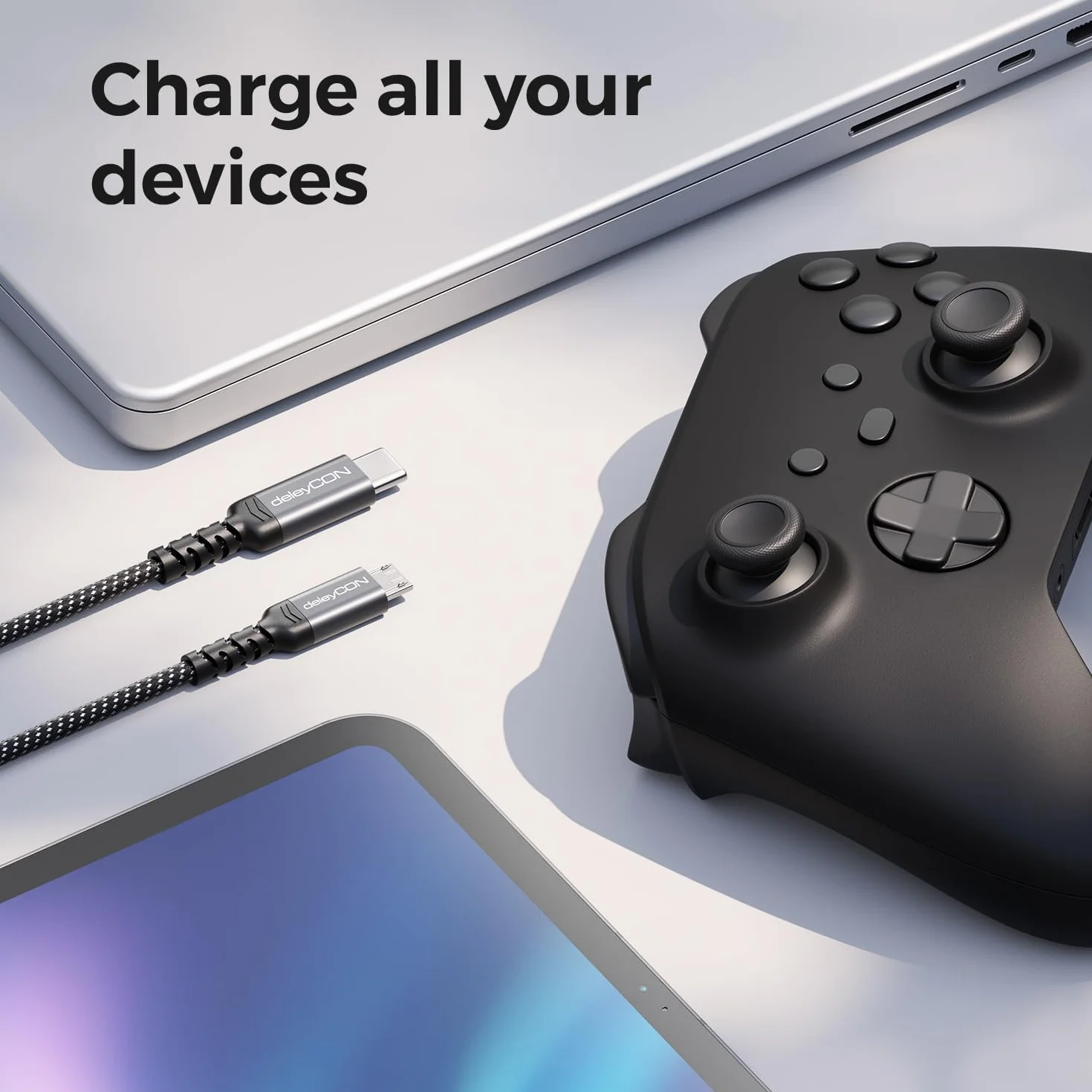 deleyCON 0,30m Kabel USB-C do Micro USB Ładowanie Synchronizacja