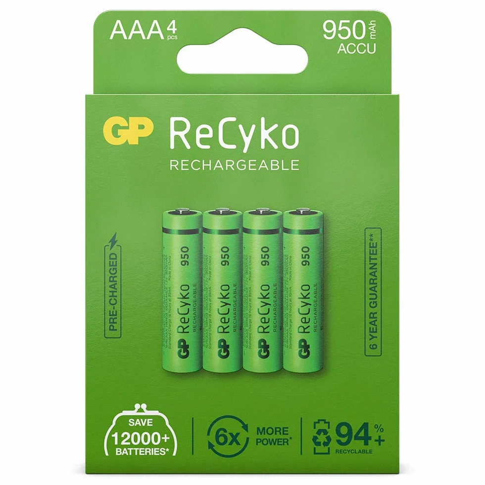 GP Batteries ReCyko+ HR03 Micro (AAA) akumulator NiMH 950 mAh 1,2 V 4 szt.