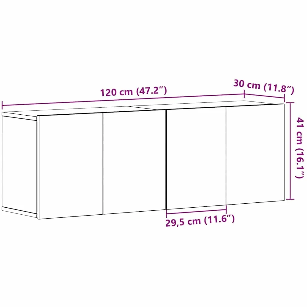 Szafki pod telewizor, 2 szt., czarny dąb, materiał drewnopochodny, 120 x 30 x 41 cm, szafka pod telewizor z miejscem do przechowywania i półką do salonu, sypialni, przedpokoju i biura