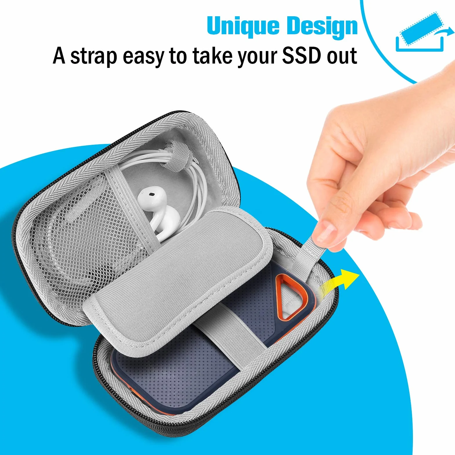 ProCase Etui do SanDisk Extreme Pro SDSSDE80/SDSSDE81 wodoodporny EVA z siatką