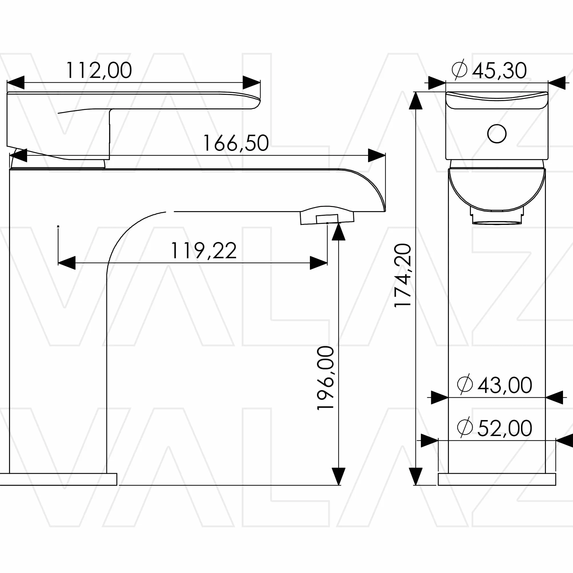 VALAZ Bateria umywalkowa Chrome Single Series Turia