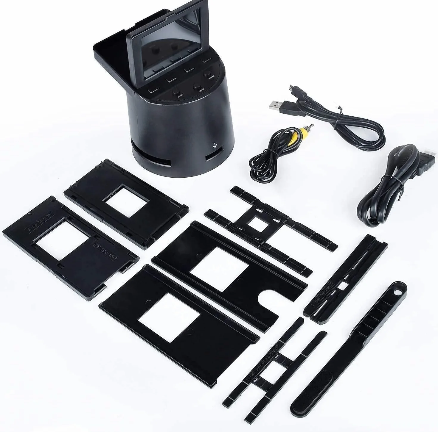 DigitConvert Skaner do slajdów negatywnych i foliowych - konwertuje negatywy i slajdy 35 mm, 126, 110, Super 8 i 8 mm do JPEG - odchylany wyświetlacz LCD 3,5", czarny